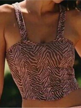 Free People Zebra Print Crop Tank Top